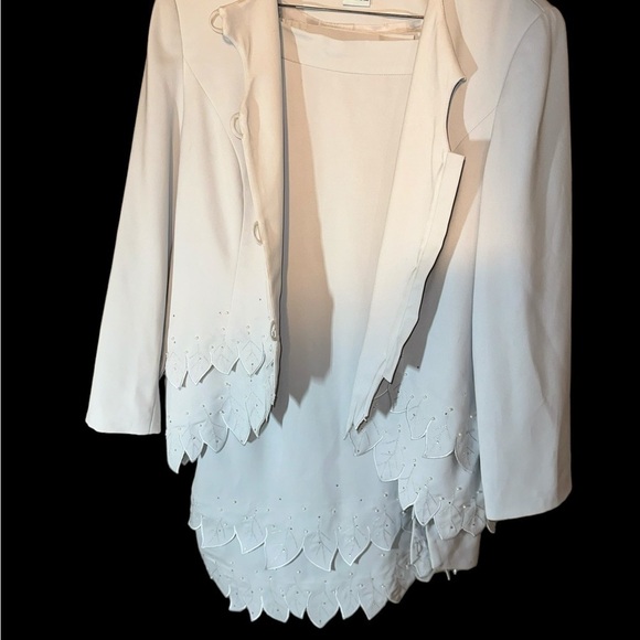 Mark Skirt Suit. Sky Blue scalloped trim jacket and skirt - Plus Size 18 - Picture 6 of 9